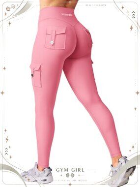 High Rise Cargo Leggings with Pockets Butt Lifting Workout Yoga Pants